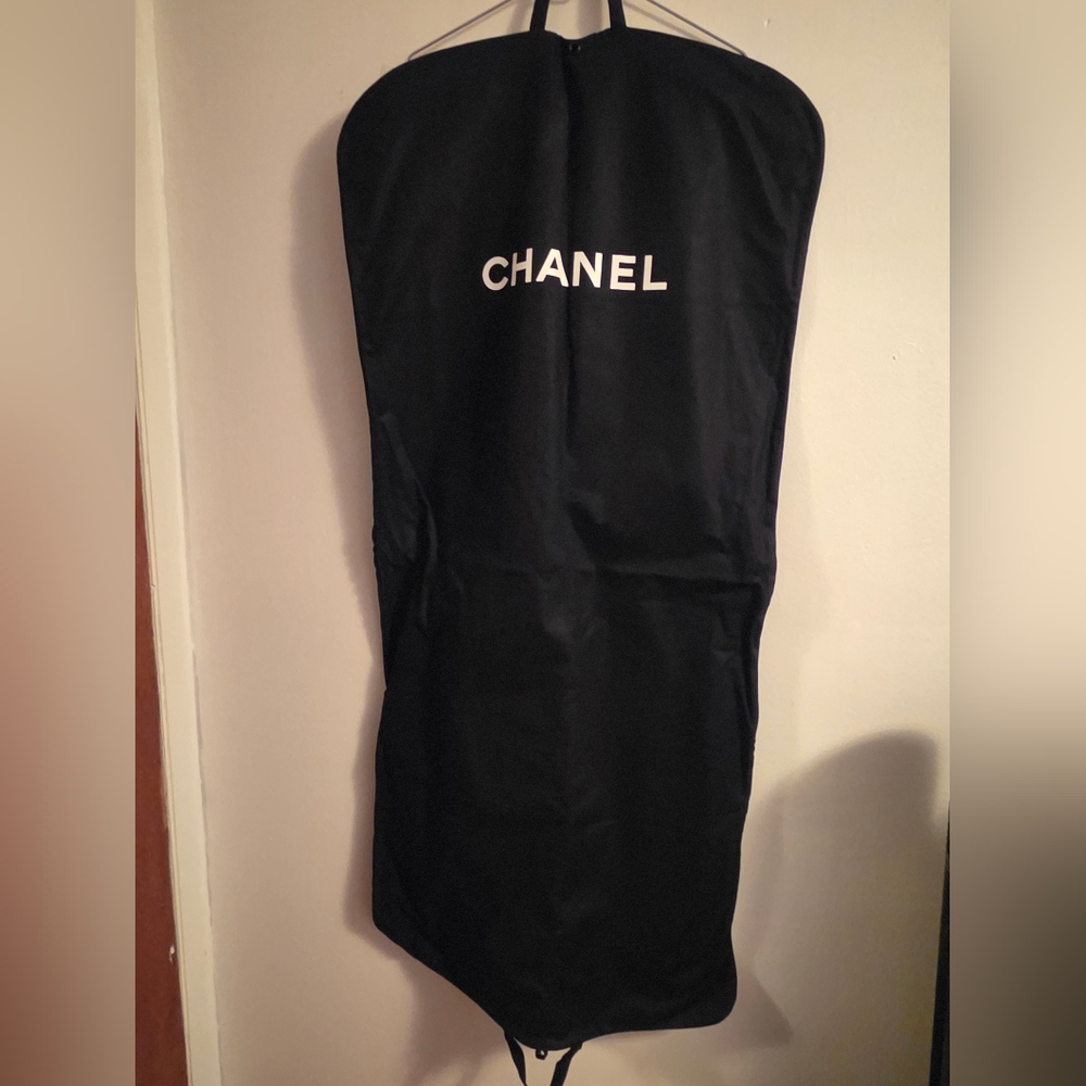 Chanel Garment Bag Black Travel Storage Suit Dress Cover Large Logo